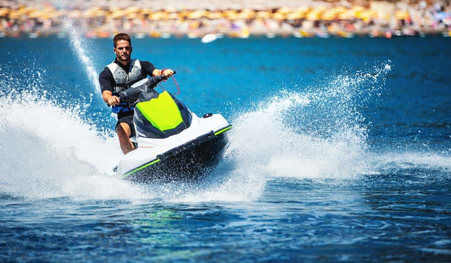 Jet Ski Adventure Zanzibar :Fun at Kendwa/Nungwi Beach - Passing the resorts along Kendwa and Nungwi