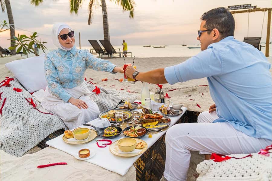 Romantic Beach Dinner with Drone Photos - Sunset, Bonfire, and Beachside Atmosphere