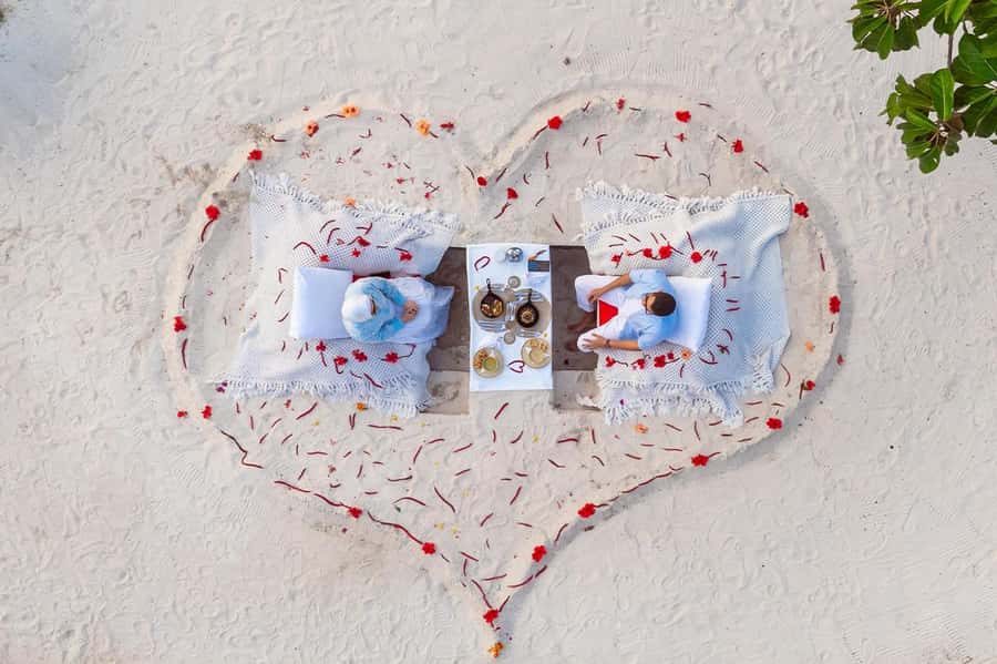 Romantic Beach Dinner with Drone Photos - The Drone Photo and Video Session