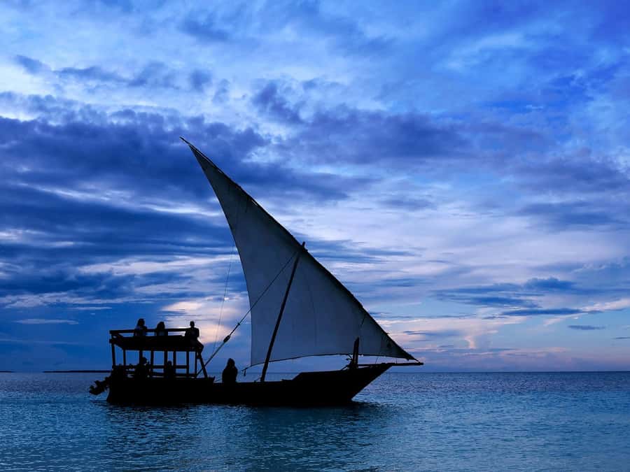 Sunset Dhow from Kendwa/Nungwi Magic Hour on the Ocean - The traditional dhow is the real setting, not just decoration