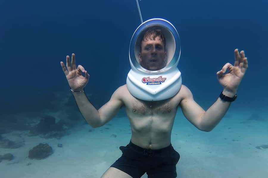 Underwater Walking Experience in Zanzibar,No Swimming Needed - The briefing makes the helmet feel less intimidating